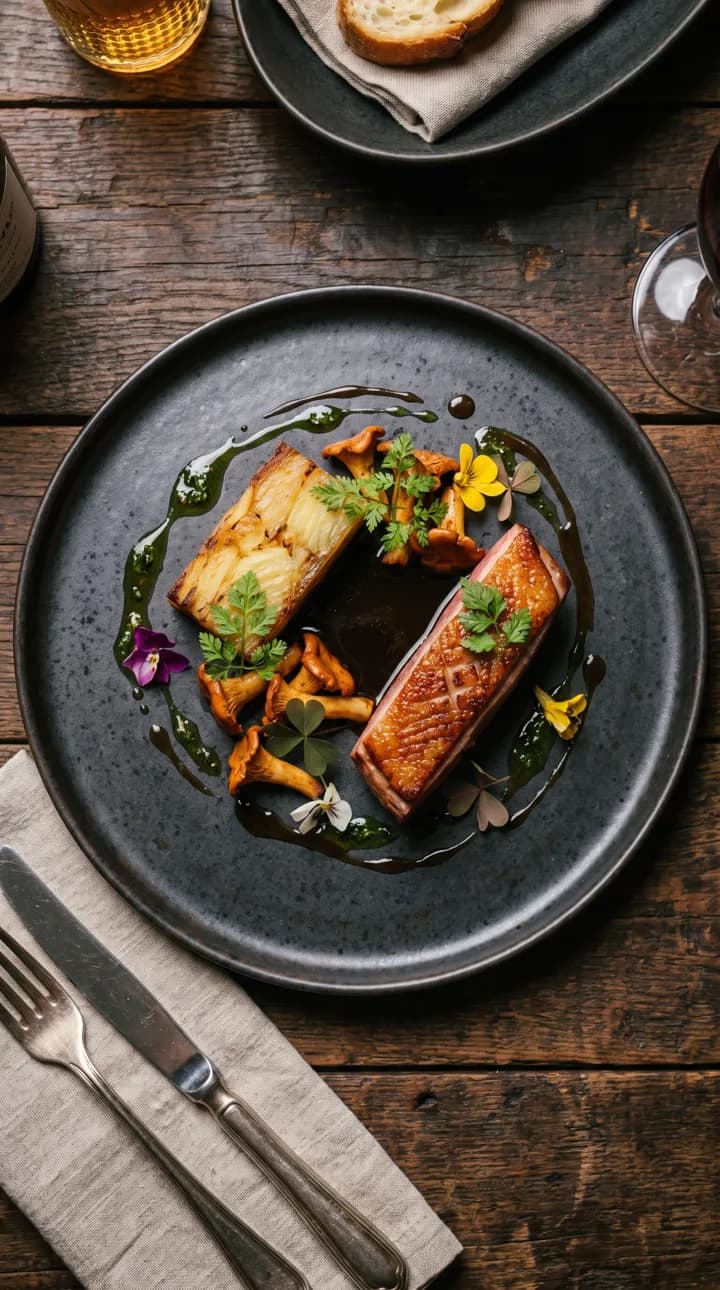 Example image: Restaurant: plated dish from above