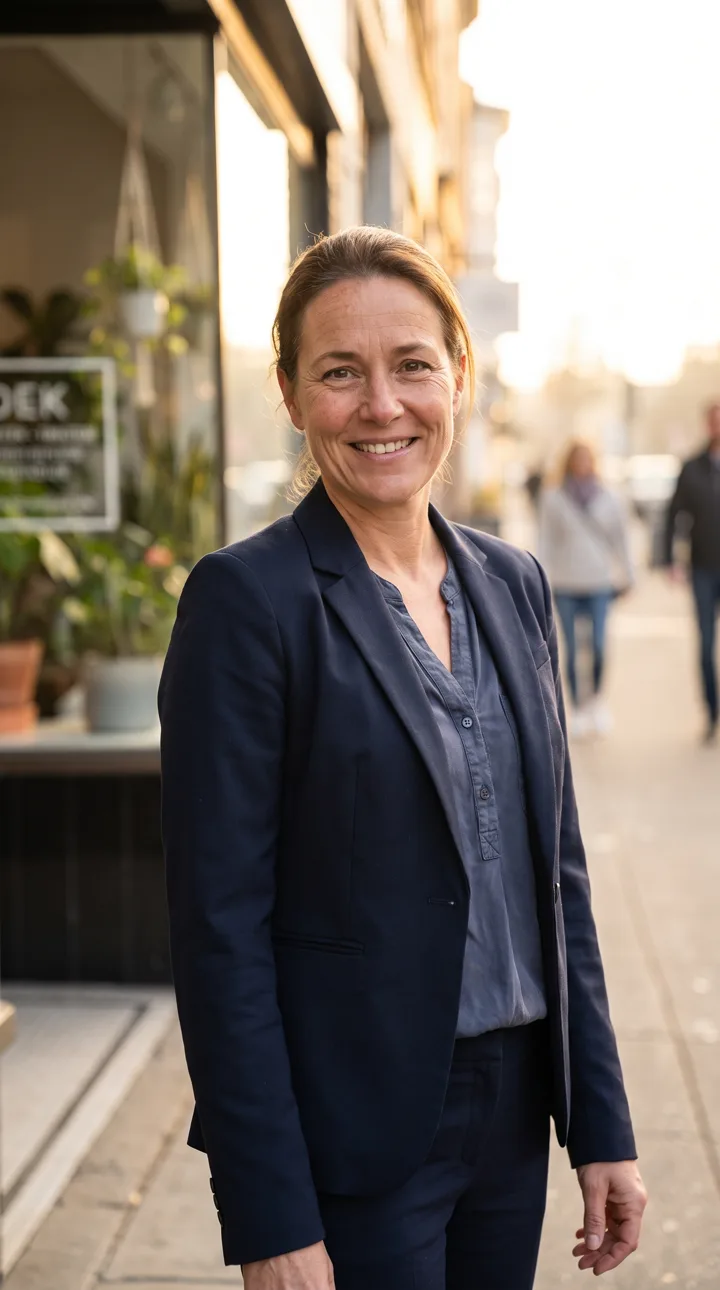 Example image: Portrait: owner in front of the shop