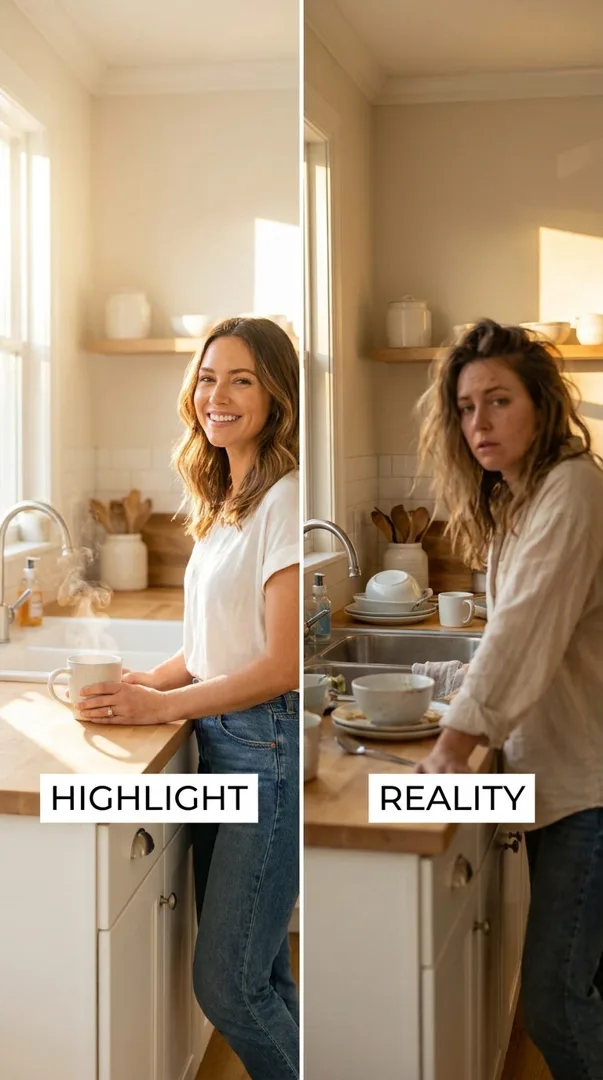 Example image: Reality vs. Highlight Carousel — Detail-Prompt