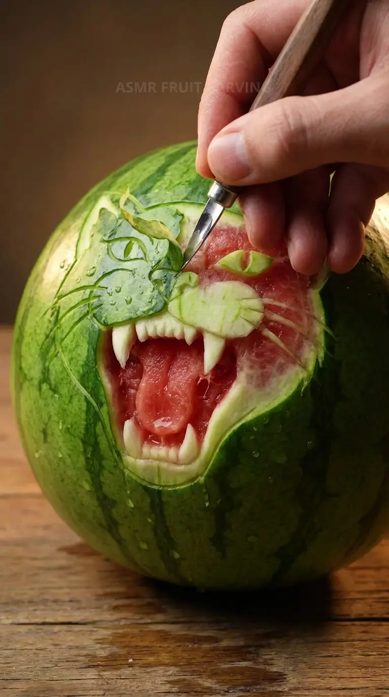 Example image: Melon / Fruit Carving (ASMR carving)