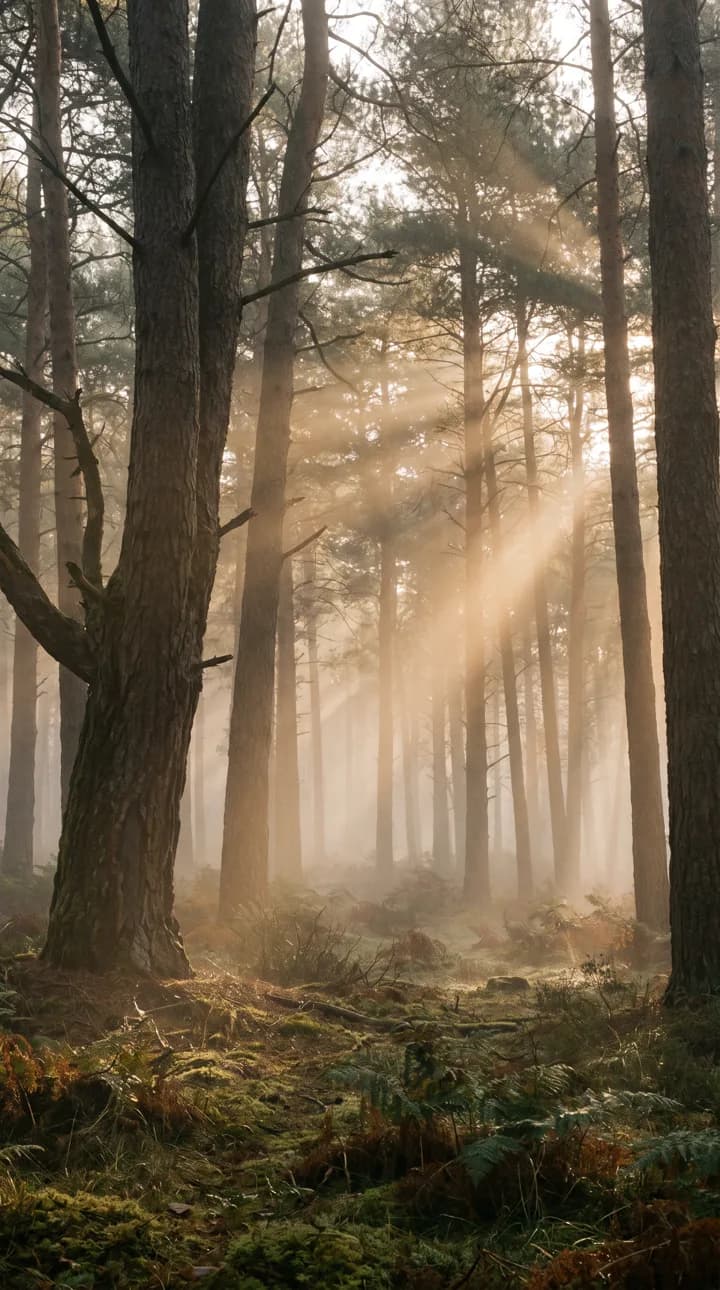 Example image: Misty forest at sunrise