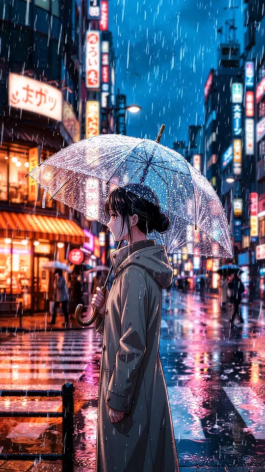 Anime: rain in Tokyo